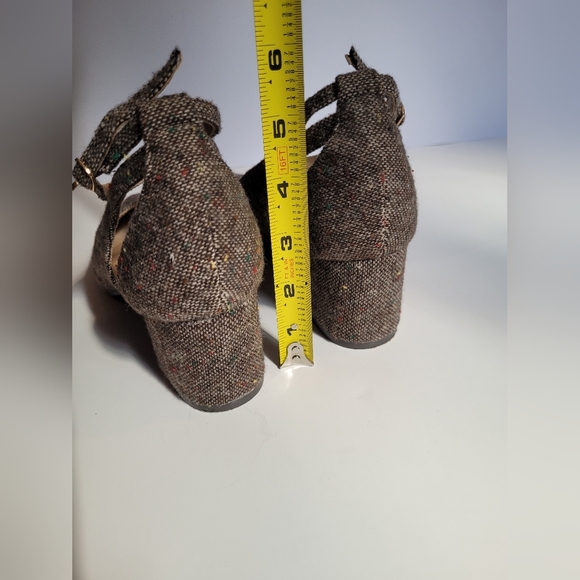 Women's Tweed Ankle Strap Block Heel Shoes - Picture 10 of 12